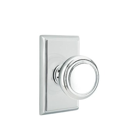 Emtek Norwich Knob 2-3/8 in Backset Passage w/Rectangular Rose for 1-1/4 in to 2 in Door Polished Chrome 8121NWUS26